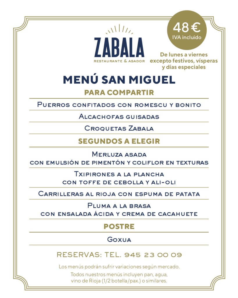 Restaurante Zabala, Vitoria-Gasteiz - Menú San Miguel - 48€